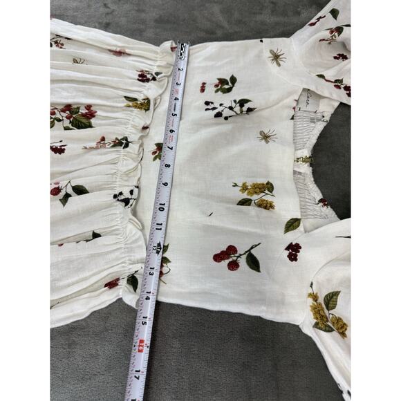 NWT Cara Cara Bluehill Fairytail Mushrooms Border sz 6 Cottagecore Midi Linen - Picture 10 of 13